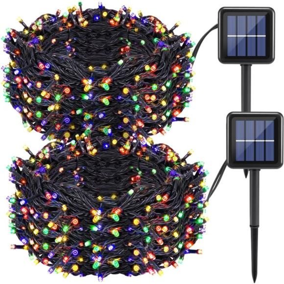 Multicolor Lights 440LED Solar Christmas Lights Outdoor Waterproof 78FT 2Pack